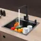 Ensemble d'évier de cuisine en acier inoxydable avec robinet et distributeur de savon, évier intégré avec égouttoir, bol d'évier de cuisine 40X45 Cm