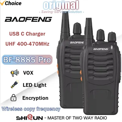 Baofeng BF-888S Pro Walkie Talkie 2/4PCS USB-C Charger Wireless Copy Frequency 888S Long Range 5W