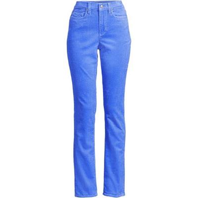 Straight Leg Widewale Cord Jeans, High Waisted, Women, size: 14 28, petite, Blue, by Lands' End