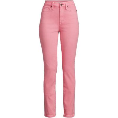 Slim Leg Ankle Jeans, High Waisted, Women, size: 14/16, regular, Pink, Spandex/Cotton-blend/Poly-blend, by Lands' End
