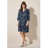 Tunikakleid CECIL, Damen, Gr. XS (36), US-Größen, blau (universal blau), Stoff, 100% Viskose, gemustert, casual, comfort fit knielang, Rundhals, 3/4-Ärmel Bündchen, Kleider, mit grafischem Muster