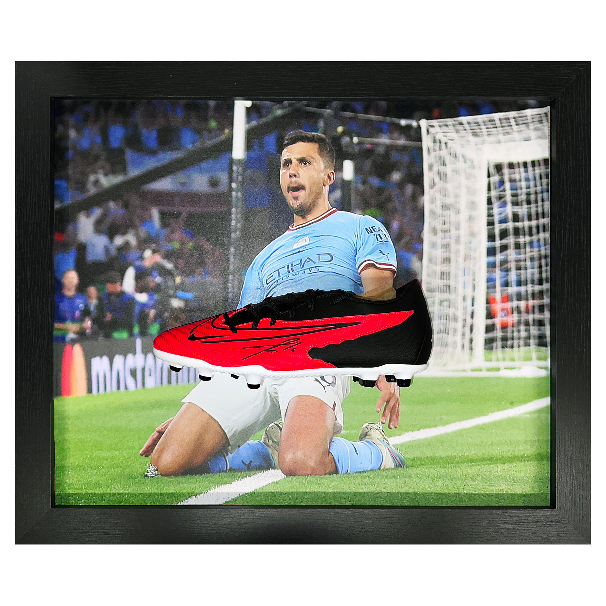 Rodri signierter Nike-Fußballschuh – gerahmt Image