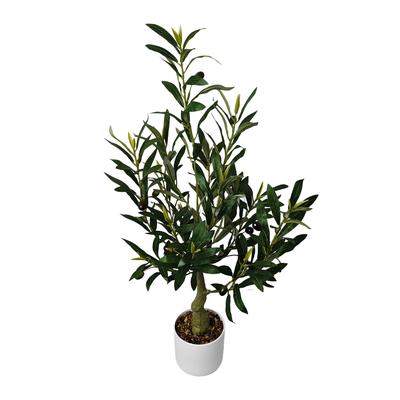 TEMU 1:80cm Artificial Olive Tree In White Pot - Green Foliage, Ideal For Home And Office Decor, Floor Standing, Polyester Material, Use, Office Decor Accessory|decorative Olive Tree|polyester Tre Image