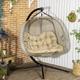 TEMU Double Hanging Egg Texteline Swing Hammock Chair With Stand, Cushion And Folding Design, For Indoor And Outdoor, Grey