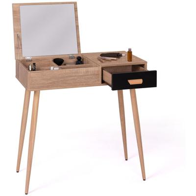 Idmarket - Skandinavischer Frisiertisch lisa Klappspiegel Buche und Schwarz Image