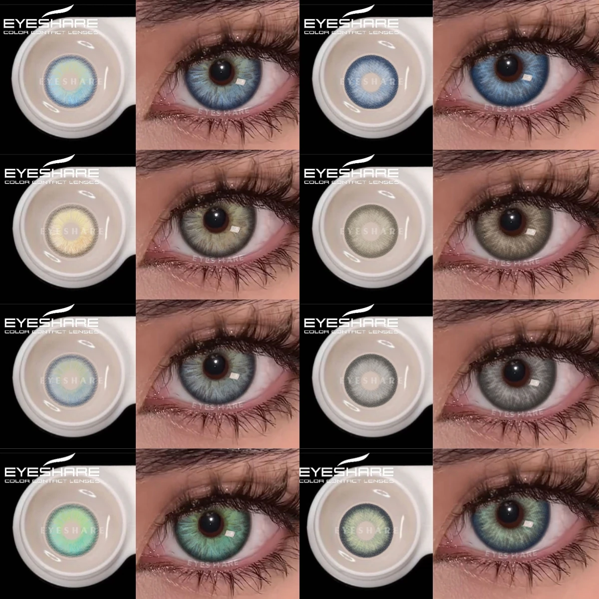 EYESHARE 1 Paar farbige Schüler für Augen, natürliche blaue große Augen, Kontakte, Kosmetik, grüne Augenfarblinse, graue Gläser für Frauen Image
