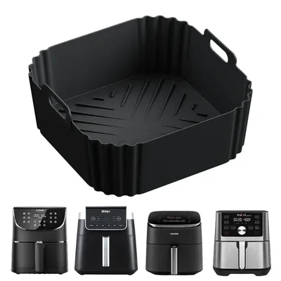 22.5cm Silicone Air Fryer Liners Reusable Non-Stick Basket for Ninja AF181 AF180 AF141 AF140 Compatible with 5-8QT Air Fryers