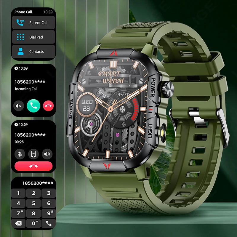 LIGE Outdoor Smart Uhr Männer 2,01 "HD Großen Bildschirm Bluetooth Anruf Smartwatches Gesundheit Monitor Uhr Männer Sport Fitness Smartwatch Image