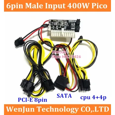 ATX-Schalter-Netzteil PCI-e 6P 6-Pin-Stecker DC 12V 400W 24Pin Pico Auto Auto Mini ITX Hochstromversorgungsmodul 6-polig auf 24-polig 24 Image