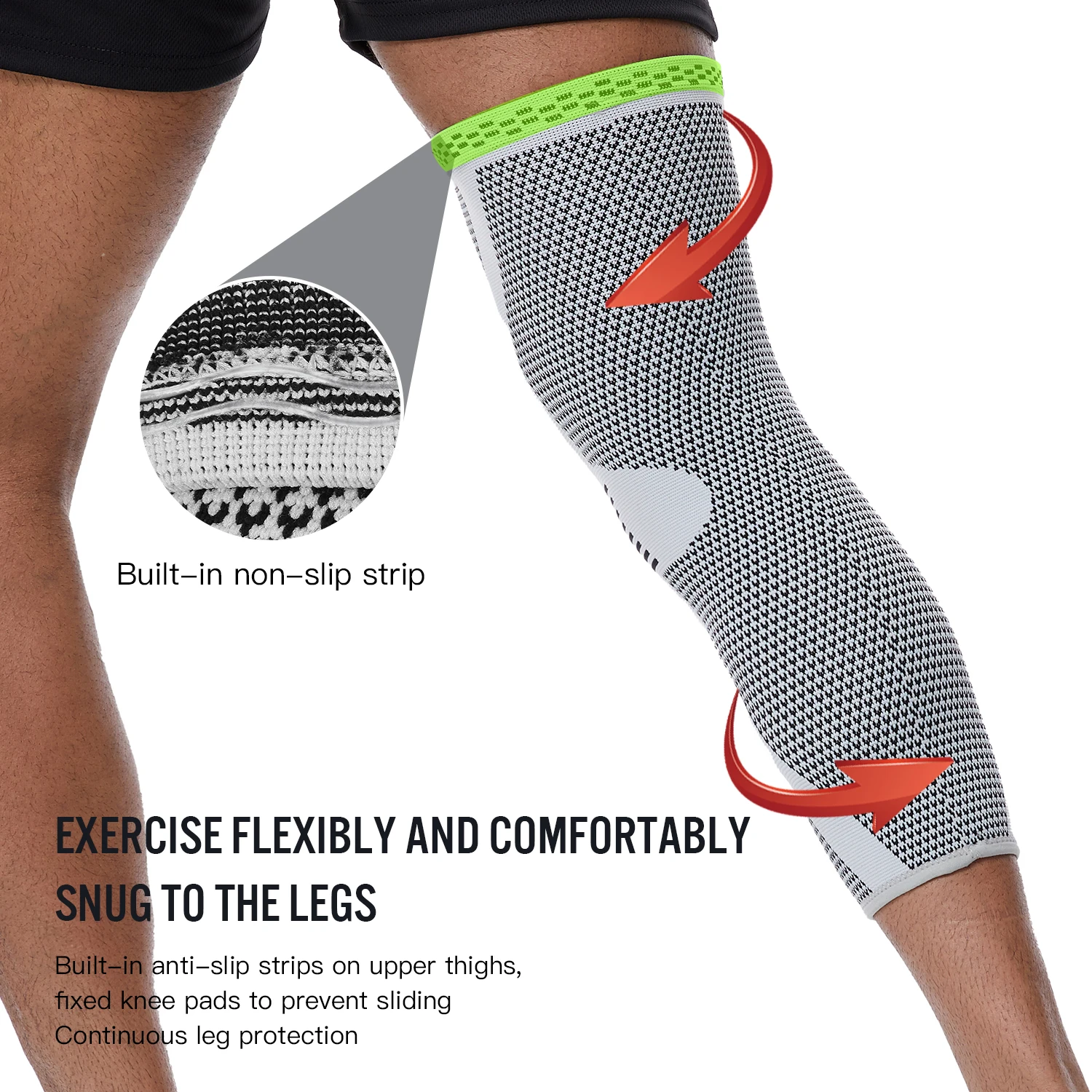 1-Kompressions-Kniestützhülle für Männer und Frauen, elastischer, atmungsaktiver Knieschoner, Stützknieschoner, Schutzausrüstung für den Sport im Fitnessstudio Image