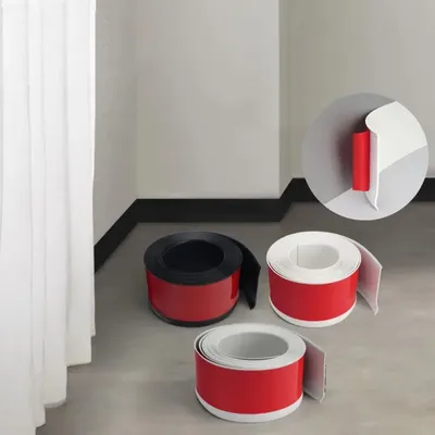 1 x 2 m flexible Fußleisten-Formverkleidung, selbstklebende Vinyl-Wandbasis-Cove-Basis, abziehen und Image
