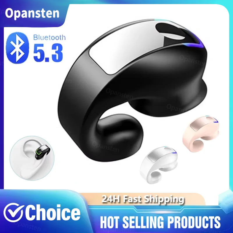 Ohrclip-Kopfhörer, Bluetooth 5.3, kabellose TWS-Kopfhörer mit Mikrofon, Sport-HiFi-Stereo-Headset für Huawei Mate 60 Image