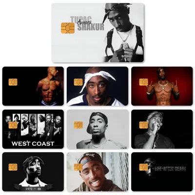 America Rapper 2PAC Tupac Shakur Aufkleber 4 Stück PVC Kreditkarten-Haut-Aufkleber Abnehmbare Image