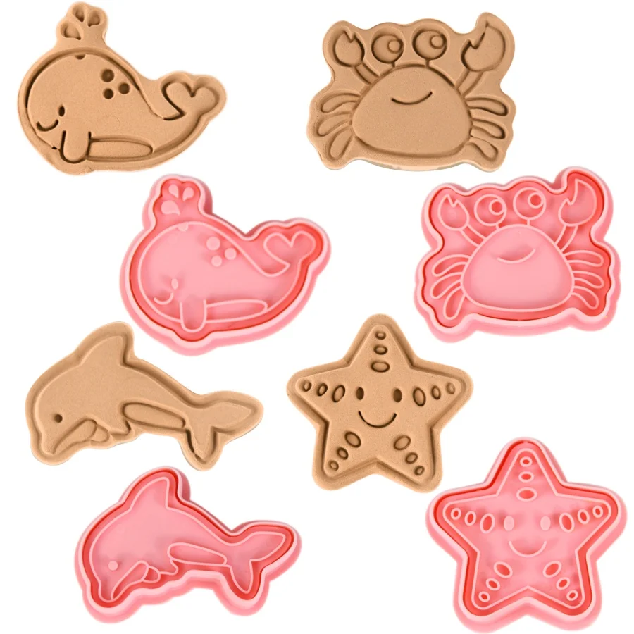 8 stücke Ozean Thema Cookie Cutter Set Meerestiere Keks Backform Gebäck Embosser Kolben Stempel Meerjungfrau Party Backen Werkzeuge Image