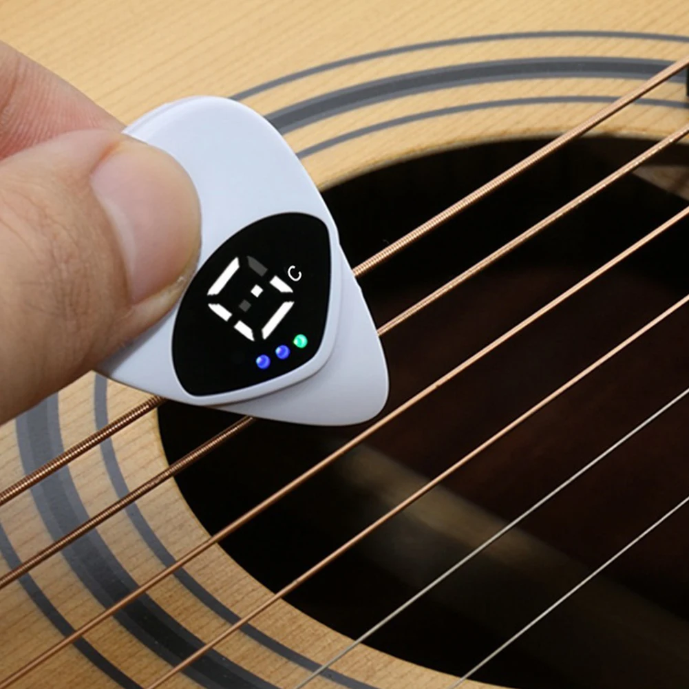 2-in-1-Gitarrenplektren-Tuner, digitales elektronisches Stimmgerät, Stimmgerät für E-Gitarre, Zubehör für Akustikgitarren und E-Gitarren Image