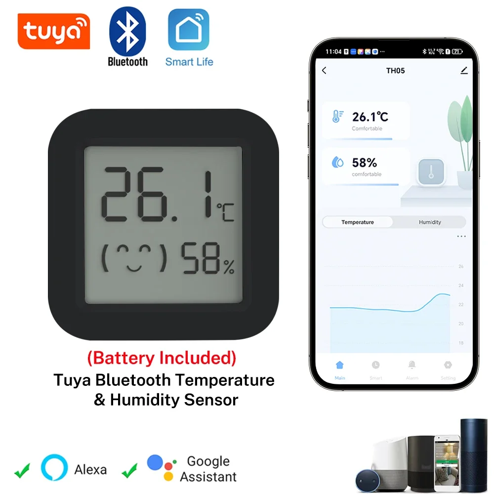 Smart Hygrometer Thermometer Mini LCD Tuya Temperatur Feuchtigkeit Sensor Bluetooth APP Gesteuert für Home Security Monitoring Image