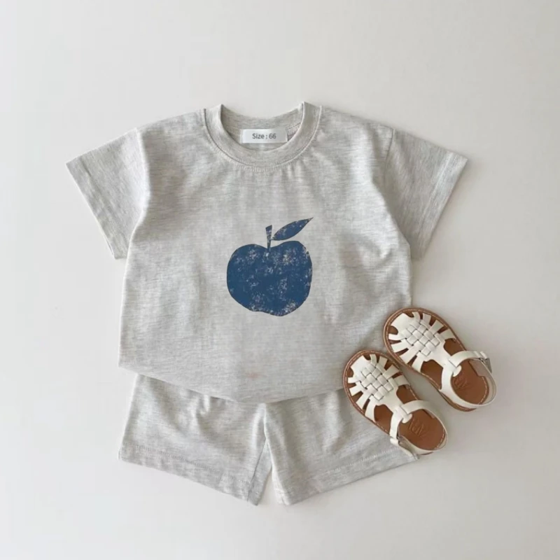 Sommer Baby Jungen Baumwolle Kleidung Set Kind Mädchen Obst Gedruckt T-shirts und Shorts 2 Stück Anzug Kinder Kurzarm Trainingsanzüge Image