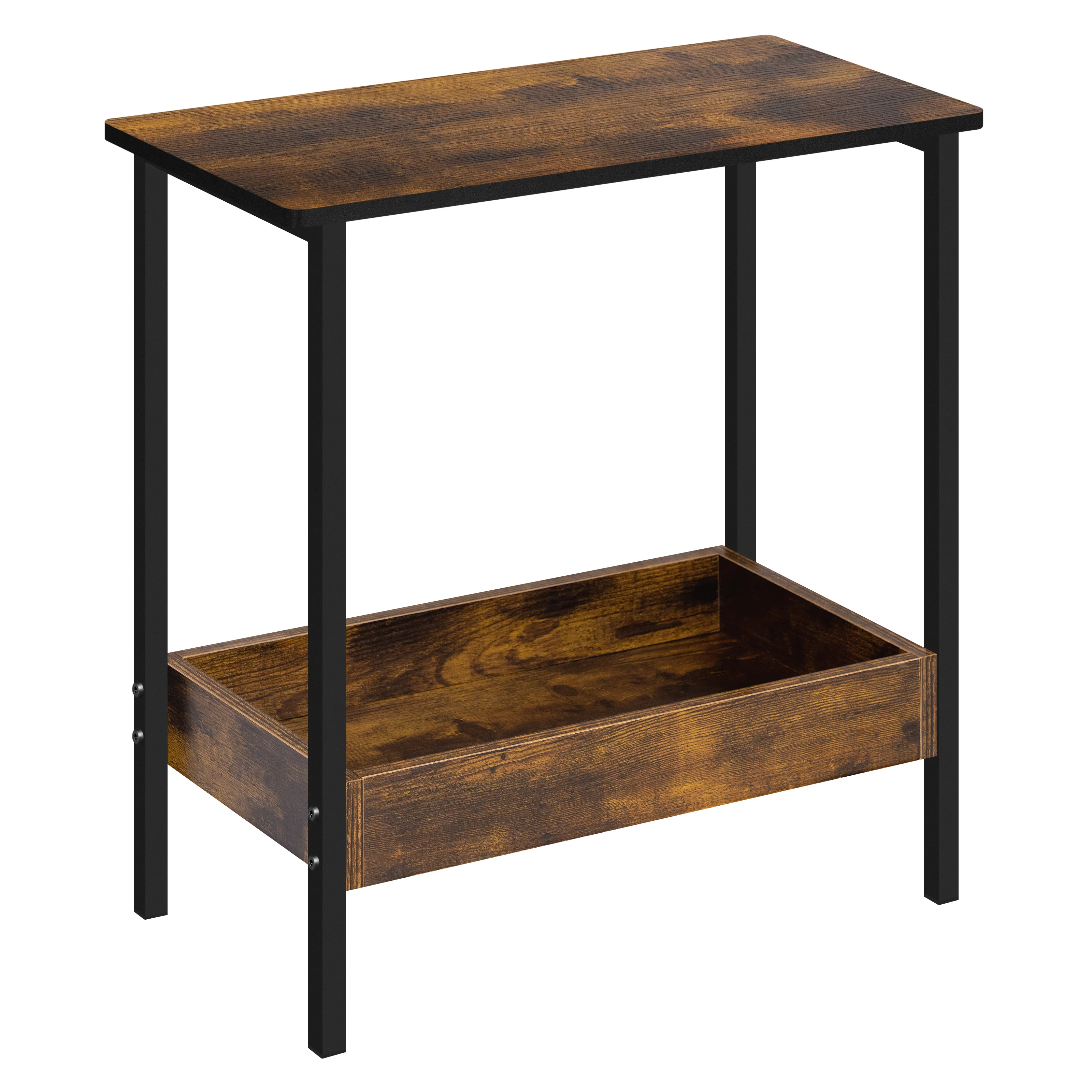 WOLTU Couchtisch, Beistelltisch mit Regalen, Wohnzimmertisch mit Metallrahmen für Kaffee und Laptop, Vintage-brauner Konsolentisch