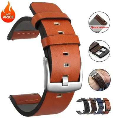 20 mm 22 mm Uhrenarmband Schnellverschluss-Lederarmband für Samsung Galaxy Watch 3 Active2 40 44 mm Image