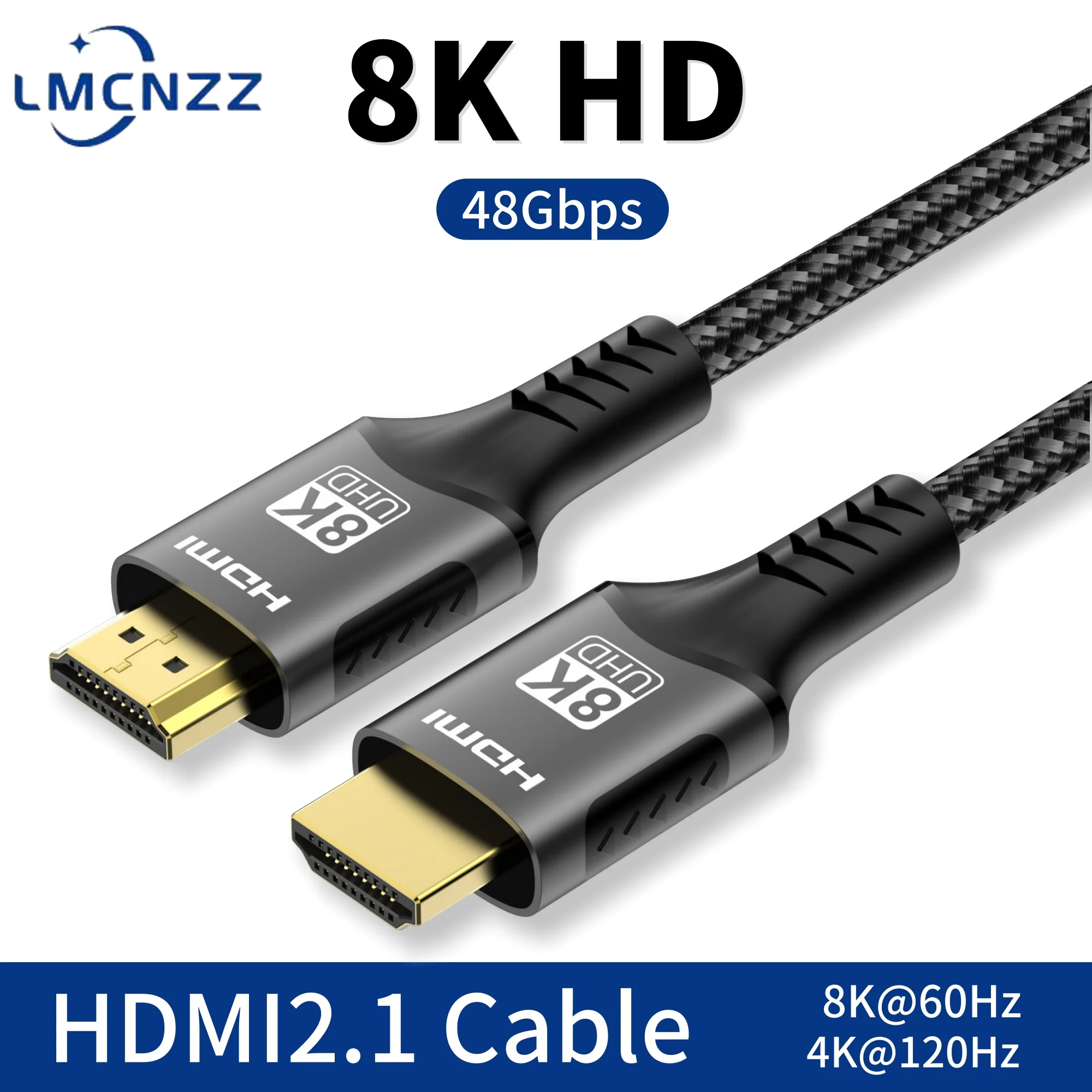 8K HDMI-Kabel Hochgeschwindigkeits-HDMI-Kabel Geflochtene Nylon- und Goldanschlüsse HDMI2.1 4K @ 120Hz 8K@60Hz für Laptop PS5 Xbox HDTV Image