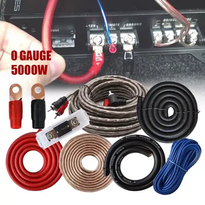 5000W Car Audio Speakers Wiring Kit 0 Guage RCA Subwoofer Power Amplifier AMP Wiring Fuse Holder