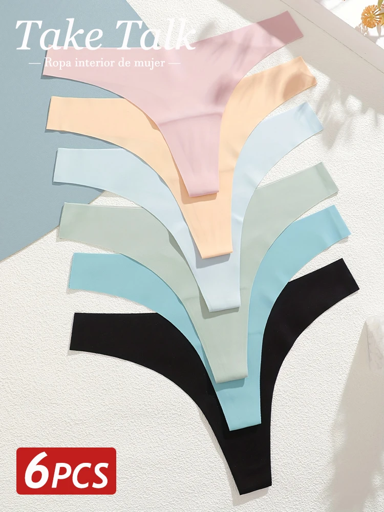 6 pezzi di mutandine perizoma senza cuciture in seta di ghiaccio per le donne sexy con perizoma in vita a V bikini femminile morbido e traspirante intimo da donna