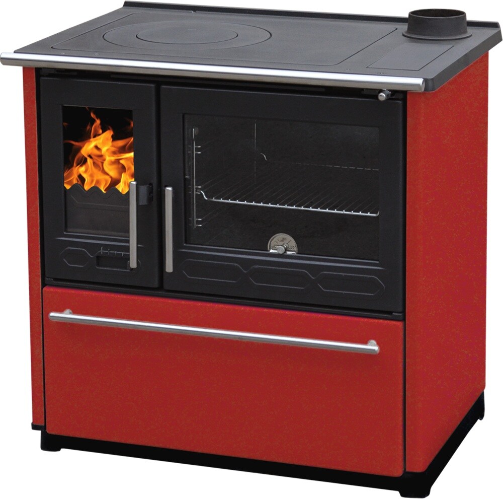 EEK A+ Küchenofen Holzherd Plamen 850 rot, rechte Version - 8 kW Dauerbrandherd Image