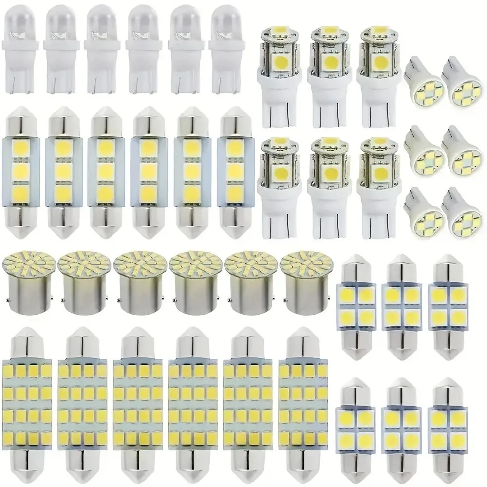 Kit lampadine per auto a LED combinate bianche 42 pezzi 6000K 12V: luce per mappa interna, luce per cupola, luce interna per auto per un giro più luminoso