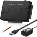 Convertitore adattatore per disco rigido adattatore SATA/IDE a USB 3.0 per SSD HDD SATA IDE universale da 2,5/3,5 pollici con adattatore di alimentazione 12V 2A