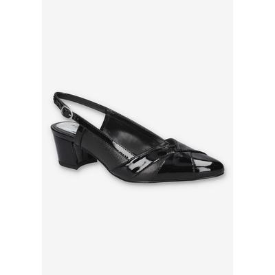 Wide Width Women's Avena Block Heel Slingback Pump by Easy Street in Black Patent (Size 9 1/2 W)