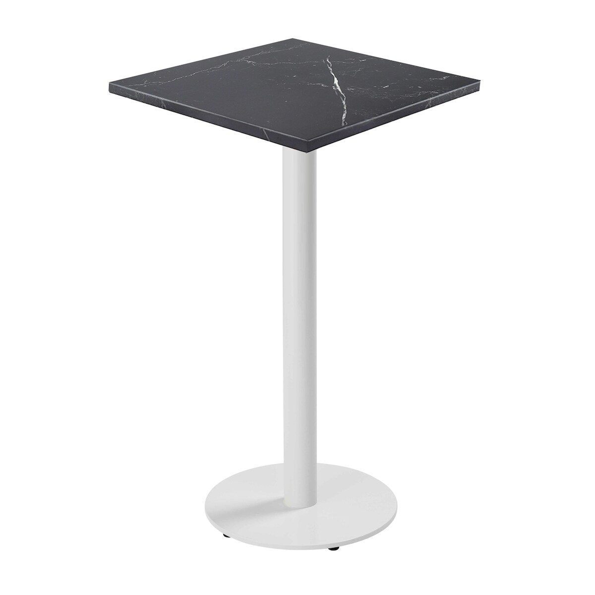 Oviala Business Quadratischer Stehtisch 60 cm mit weißem Fuß und schwarzer Marmorverkleidung Image