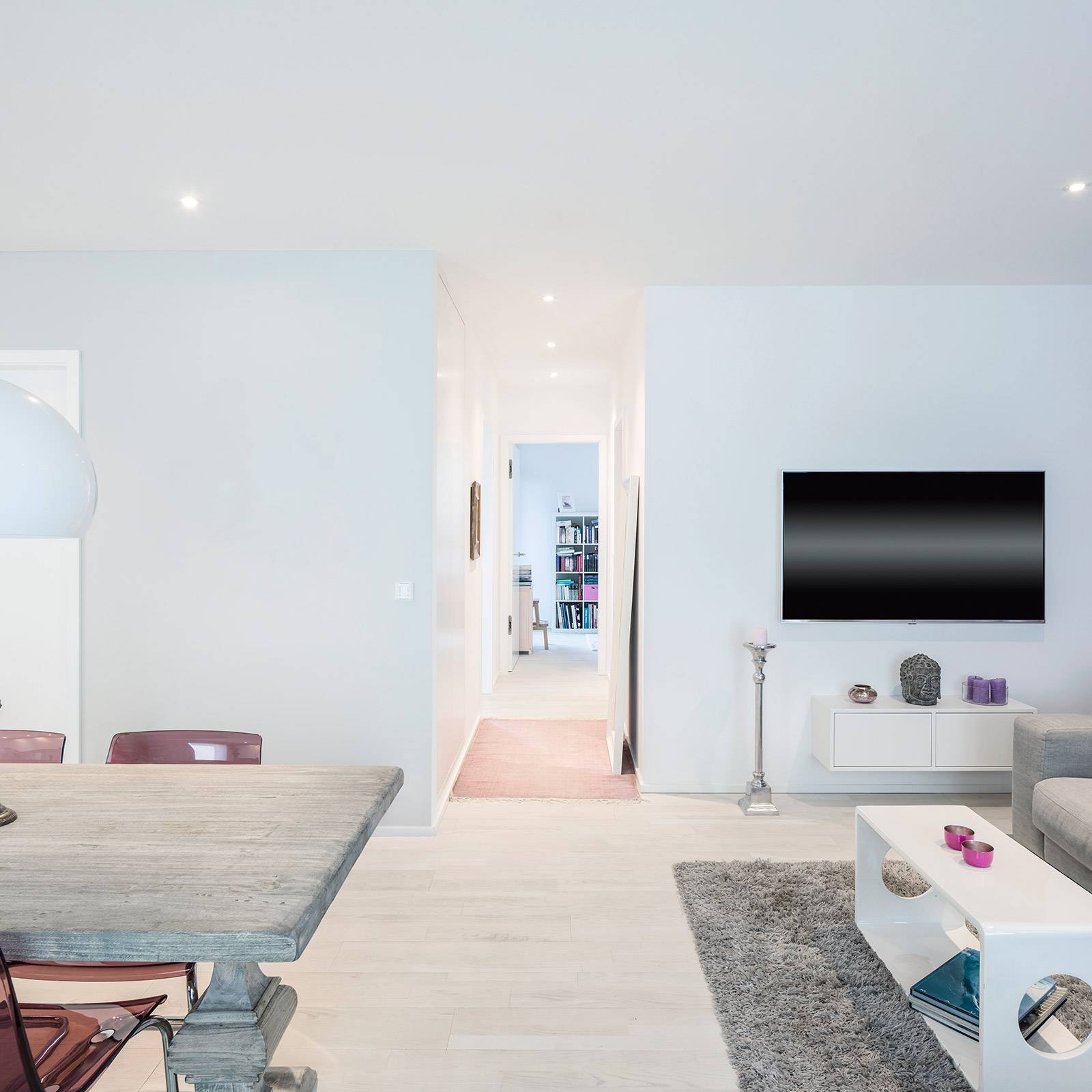 BRUMBERG Einbaustrahler IP65 rund dimmbar weiß IP65,, weiß / opal, für Flurbereich, Aluminium, Downlights