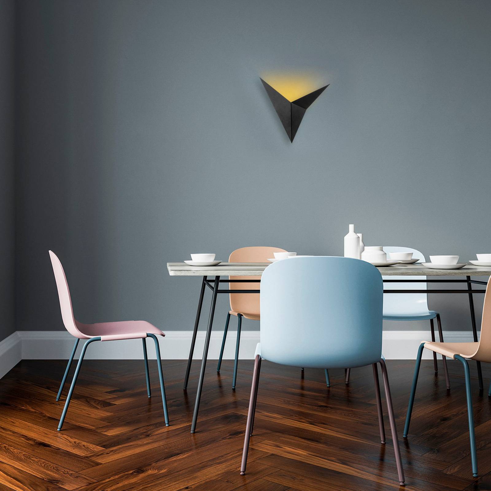 Wandfluter Bird 3201, dreieckig gestaltet, schwarz Opviq, dimmbar, schwarz, für Wohn- / Esszimmer, Metall, Modern, Wandleuchte, Wandlampe Innen