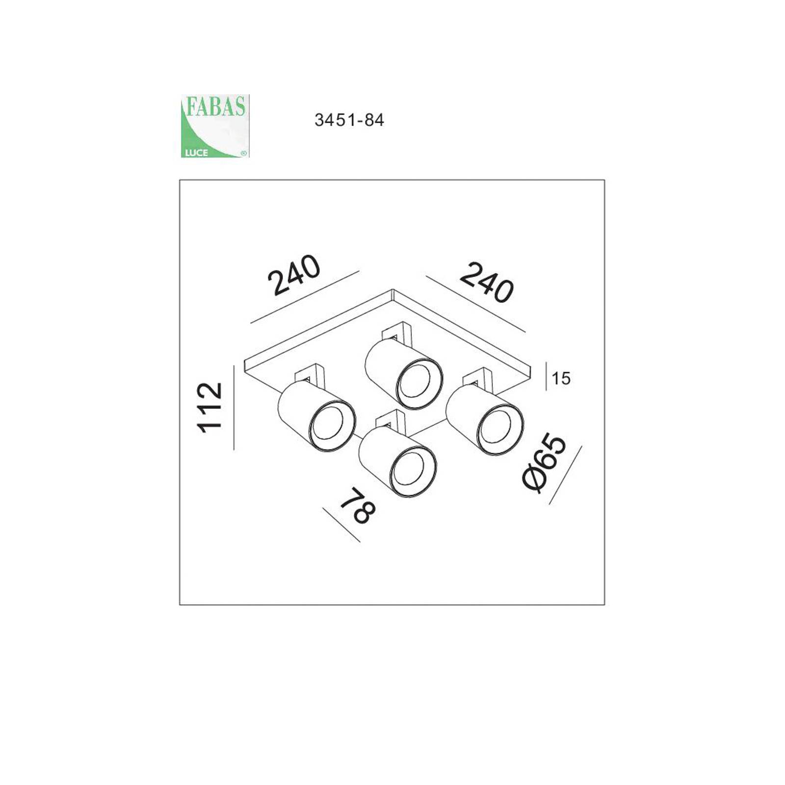 Fabas Luce Spot Modo, 4-flammig, weiß, Zierringe, GU10, Aluminium Modo, weiß / opal, für Flurbereich, Aluminium, Modern, Strahler