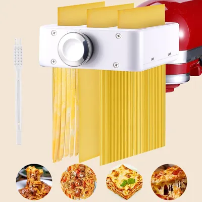 3-in-1 Pasta Maker Attachment for KitchenAid Stand Mixer, Includes Pasta Roller, Spaghetti Cutter, Fettuccine Cutter, Stainless