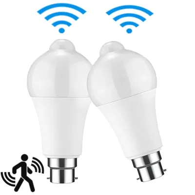 2PCS B22 Motion Sensor LED Bulb LED Lamp PIR Sensor Light Bulb Auto ON/OFF Night Light For Porch Stairs Garage Security Lights