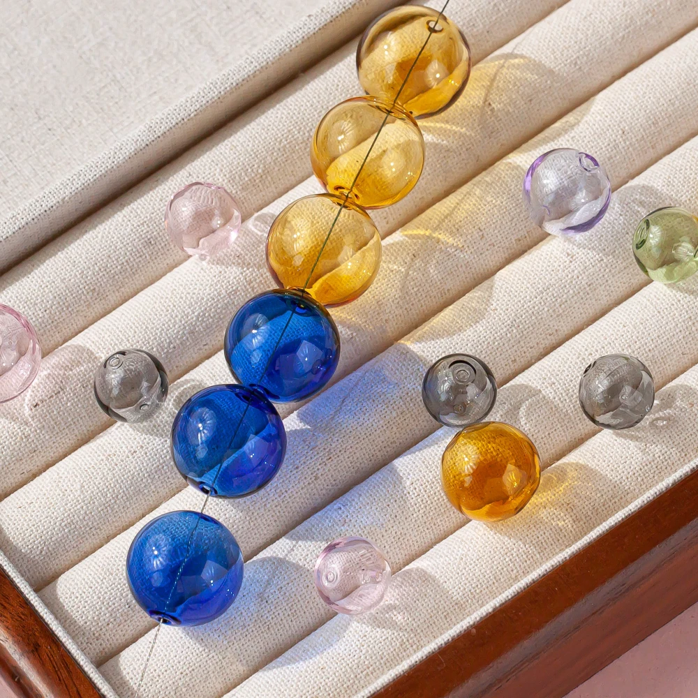 12-18mm kleine frische farbige Glas runde Perle gerade Loch Perlen Armband hand gefertigtes Material DIY Ohrschmuck Zubehör 6 stücke Image