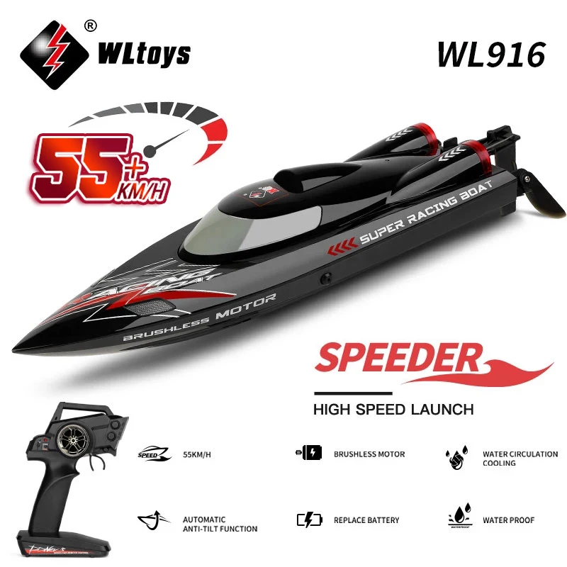 Wltoys wl916 rc boot 55 km/h bürstenloses 2,4g radio elektrisches hochgeschwindigkeits-super rennboot modell wasser schnellboot kinder geschenke rc spielzeug