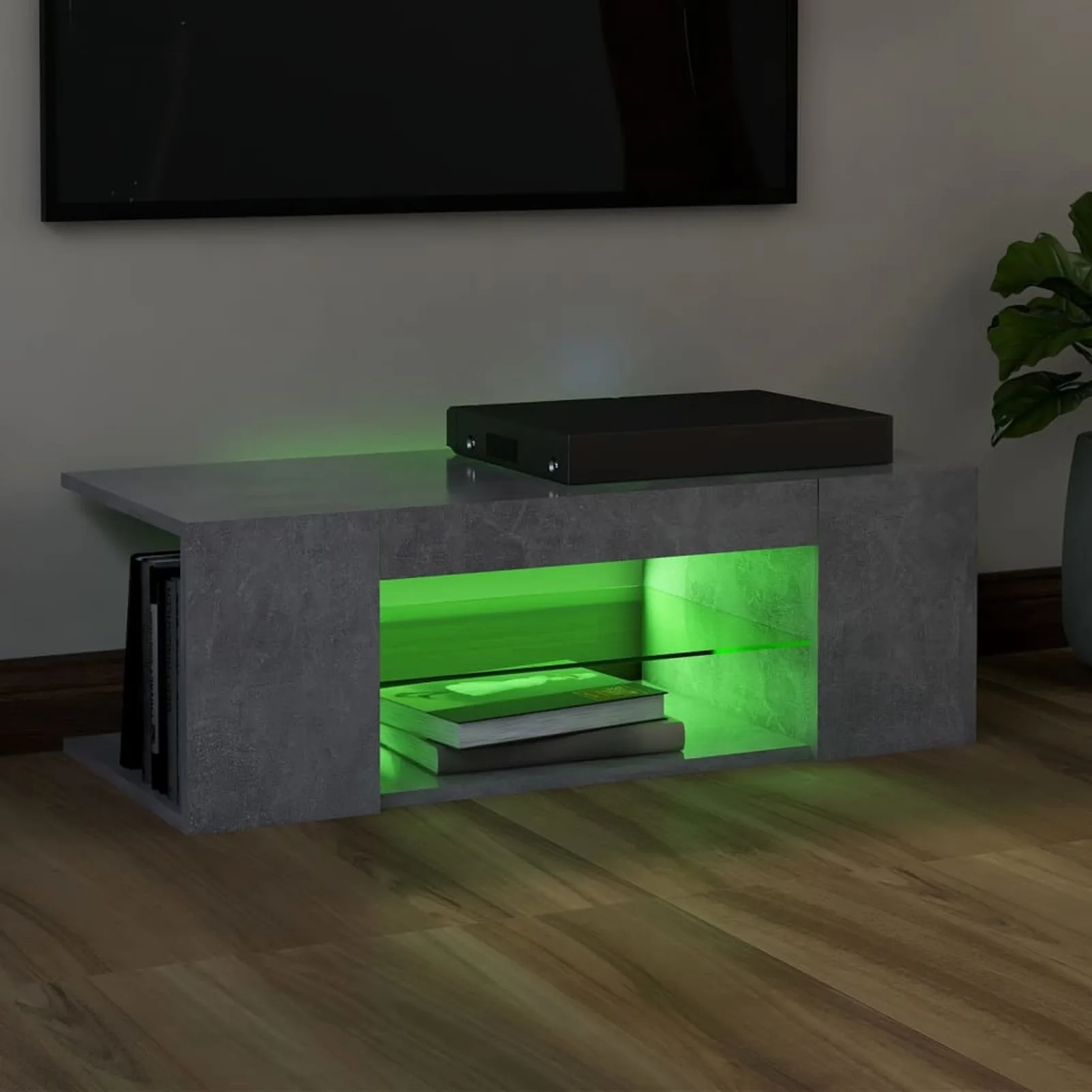 TV-Schrank, moderne Wohnzimmermöbel, luxuriöse Deko mit RGB-LED-Licht, LED-Leuchten für Schlafzimmer, Farbwechsel, 90 x 39 x 30 cm