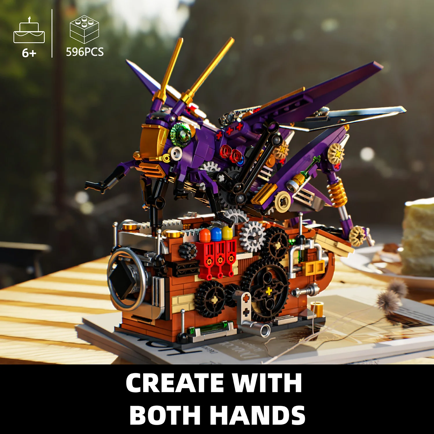 596PCS Mechanische Heuschrecke Modell Bausteine Sets Drehbare DIY Pädagogisches Spielzeug Weihnachten Geburtstag Präsentieren Geschenke Image