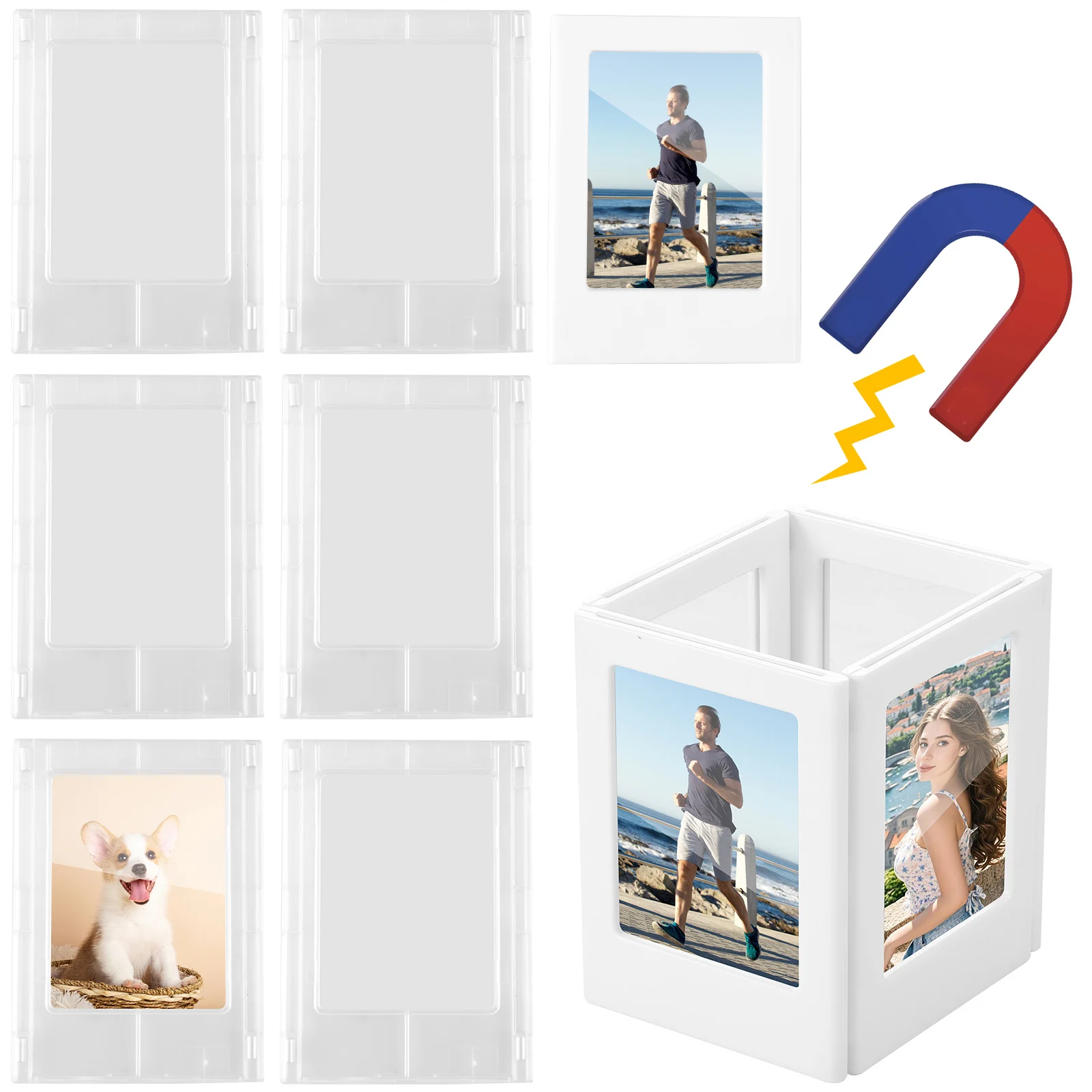 10/12 Stück magnetische Kühlschrankrahmen DIY magnetische Fotorahmen Kühlschrankmagnet Bilderrahmen 3 Zoll magnetischer Bilderrahmen