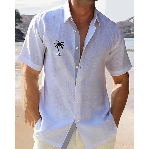 Per uomo Camicia Camicia minimalista Aloha Camicia Estiva Camicia casual Camicia da Spiaggia Camicia con Bottoni Bianco Blu Manica Corta Grafico Colletto a Camicia Vacanza Camicia hawaiana