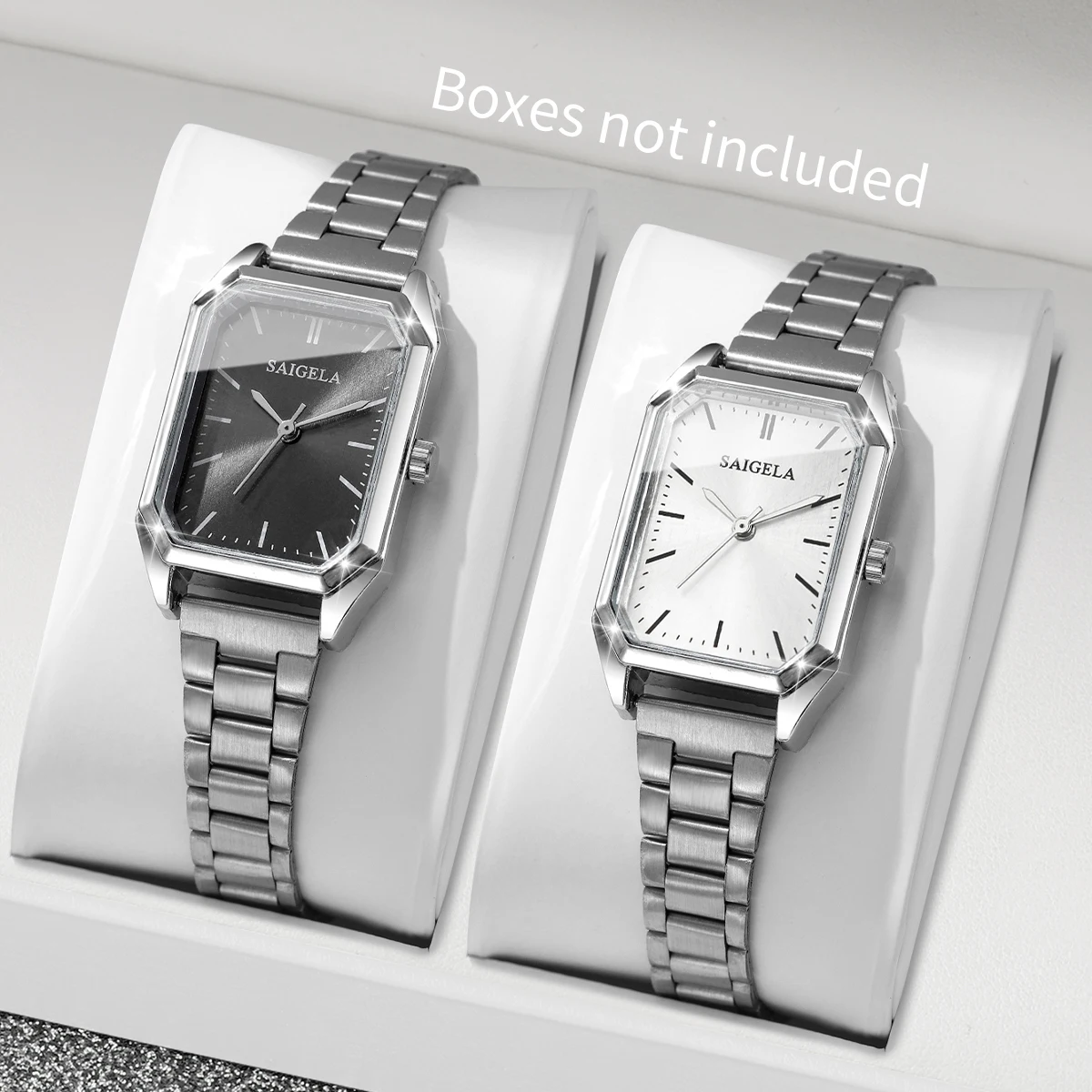 2 Teile/satz Frauen Uhren Mode Rechteck Zifferblatt Damen Quarz Armbanduhr für Mädchen Uhr Reloj Mujer (Ohne Box) Image