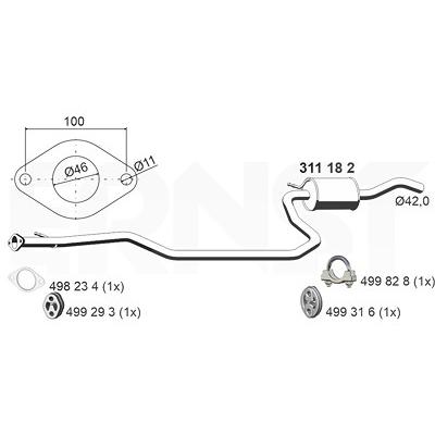 Ernst Mittelschalldämpfer [Hersteller-Nr. 311182] für Ford, Mazda Image