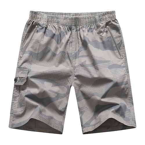Herren Cargo-Shorts Camping-Shorts Shorts mit Camouflage-Muster Wander-Shorts Elastischer Bund Reißverschlusstasche Gerader Schnitt Tarnung Feuchtigkeitsableitend tragbar Knielang Outdoor Lässig Image
