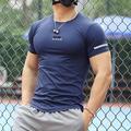 Per uomo Maglietta da palestra Maglia a compressione Camicia fitness Girocollo Maniche Corte Casual Quotidiano Palestra Asciugatura rapida Alta elasticità Traspirazione del sudore Patchwork Semplice