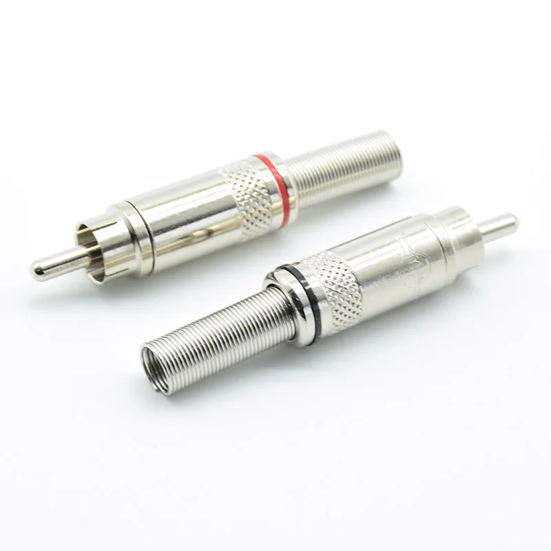 2 teile/los 1 rot + 1 schwarz vergoldet verdrahtung männlichen RCA stecker schweißen RCA stecker für AV audio video stecker Image