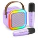 mini macchina per karaoke portatile bluetooth mini microfono per karaoke altoparlante per canto con 2 microfoni wireless e luce per tutti gli smartphone