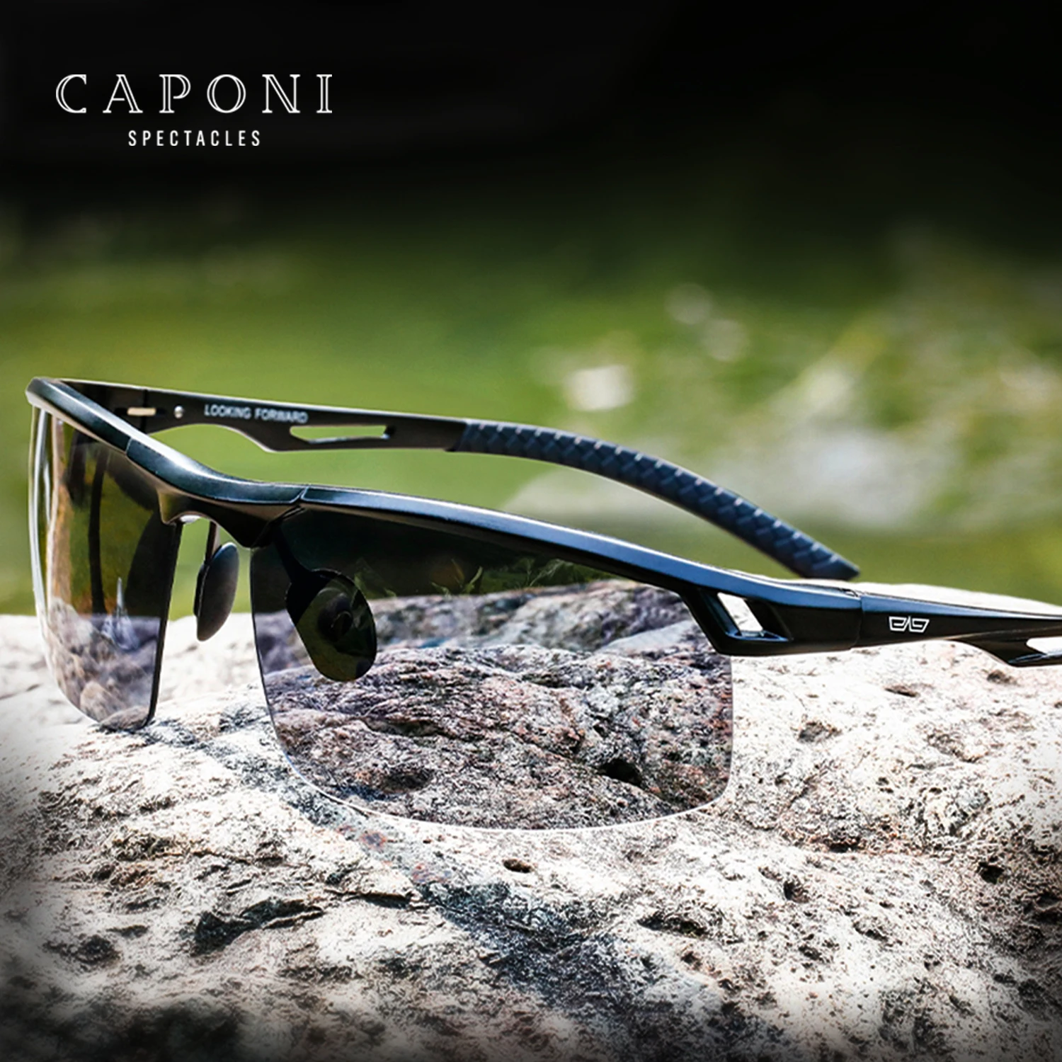 Caponi polarisierte Herren Outdoor Sonnenbrille photo chrome Sport Sonnenschutz Original Marke Design UV400 schützen Fahrer Schatten bs8550 Image
