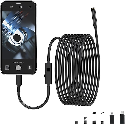 telecamera endoscopica con luce endoscopio impermeabile per ispezione serpenti con 8 luci led telecamera hd da 2,0 megapixel per ios telefoni android